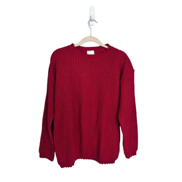 Bobbi Brooks vintage knit sweater bright red‎ ribbed cuff size L - Picture 1 of 5
